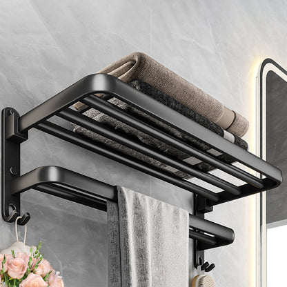 Skorter | Black Aluminum Bathroom Accessory Set Modern Bathroom Shelf / Towel Bar & Paper Holder