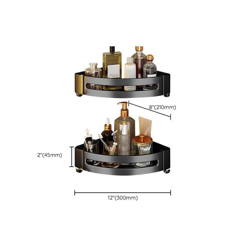 Skorter | Black Aluminum Bathroom Accessory Set Modern Bathroom Shelf / Towel Bar & Paper Holder