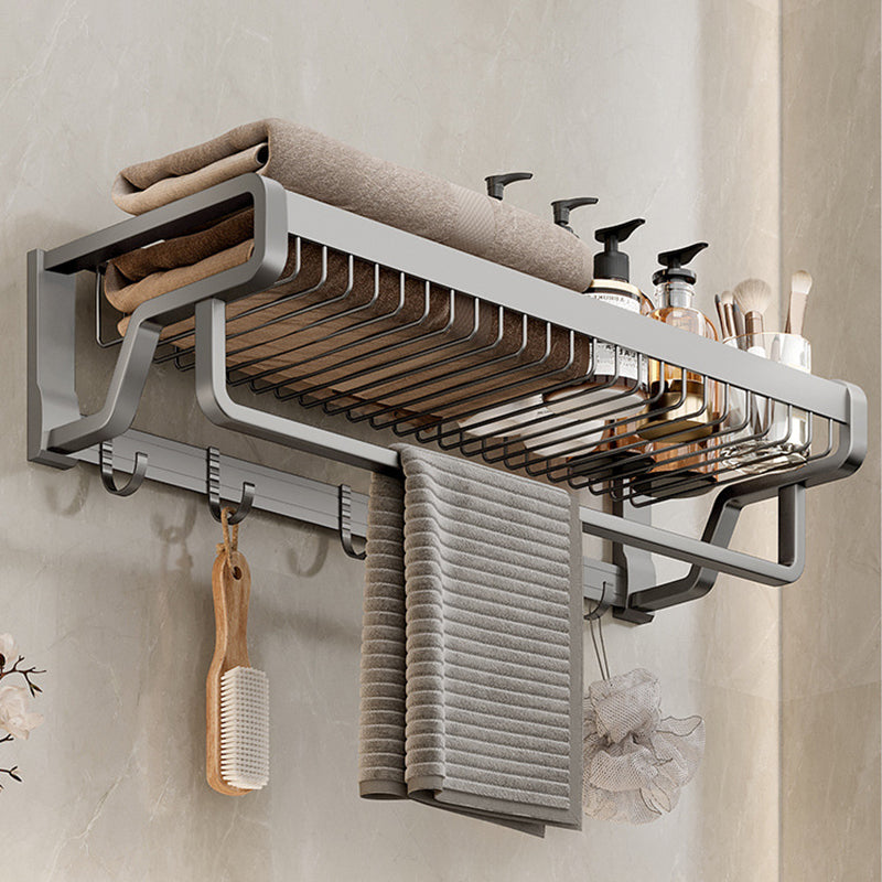 Skorter | Aluminium modern bathroom accessory set polished grey bathroom shelf/toilet paper holder/robe hooks