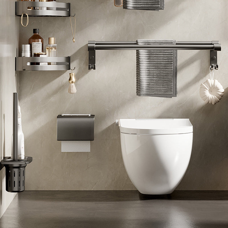 Skorter | Aluminium modern bathroom accessory set polished grey bathroom shelf/toilet paper holder/robe hooks