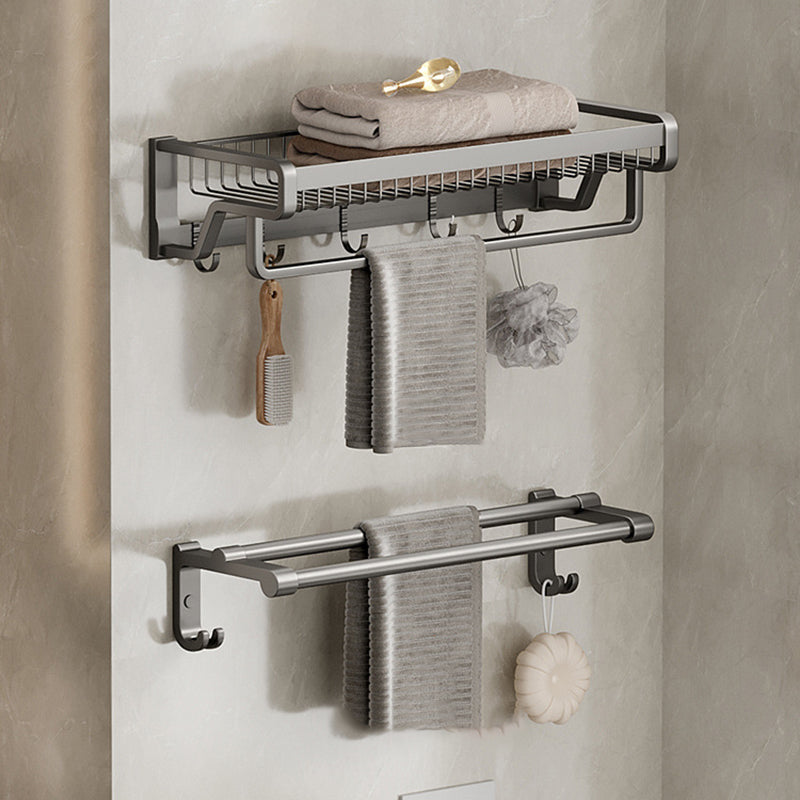 Skorter | Aluminium modern bathroom accessory set polished grey bathroom shelf/toilet paper holder/robe hooks