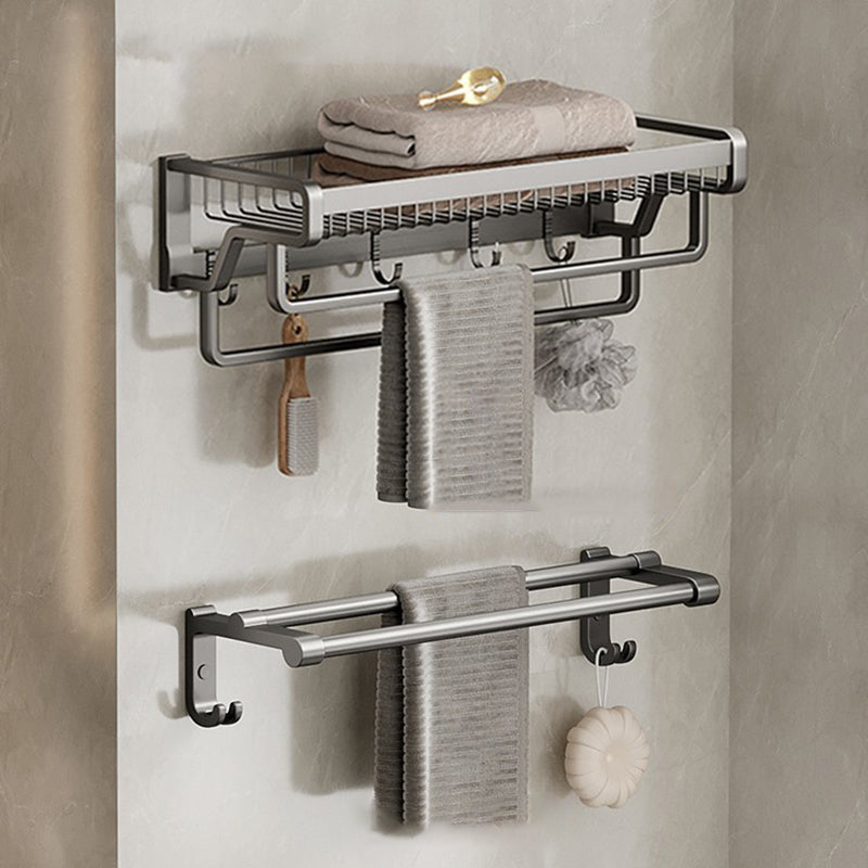 Skorter | Aluminium modern bathroom accessory set polished grey bathroom shelf/toilet paper holder/robe hooks
