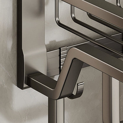 Skorter | Aluminium modern bathroom accessory set polished grey bathroom shelf/toilet paper holder/robe hooks