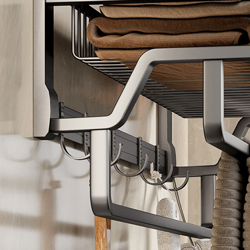 Skorter | Aluminium modern bathroom accessory set polished grey bathroom shelf/toilet paper holder/robe hooks