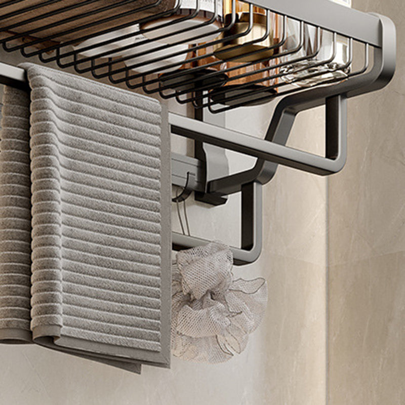 Skorter | Aluminium modern bathroom accessory set polished grey bathroom shelf/toilet paper holder/robe hooks