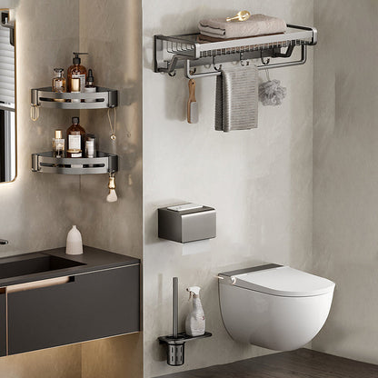 Skorter | Aluminium modern bathroom accessory set polished grey bathroom shelf/toilet paper holder/robe hooks