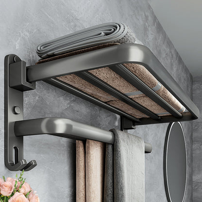 Skorter | Contemporary Bathroom Accessory Set Gray Aluminum Bathroom Shelf/Towel Holder/Bathtub Hook