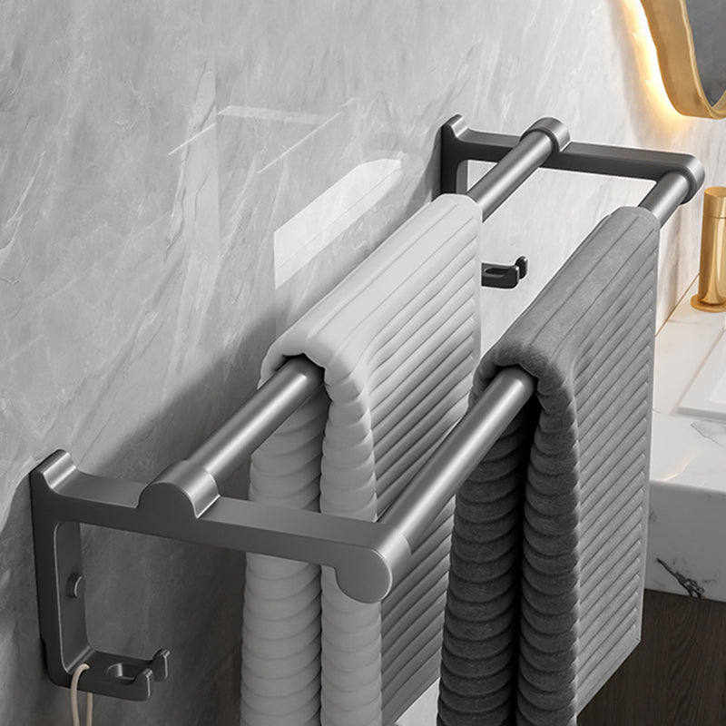 Skorter | Contemporary Bathroom Accessory Set Gray Aluminum Bathroom Shelf/Towel Holder/Bathtub Hook