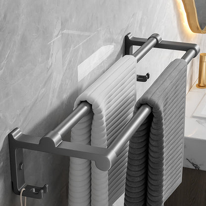 Skorter | Contemporary Bathroom Accessory Set Gray Aluminum Bathroom Shelf/Towel Holder/Bathtub Hook