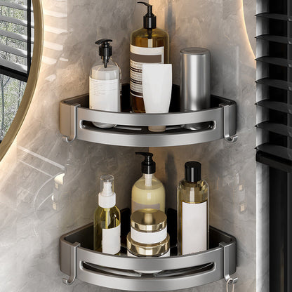 Skorter | Contemporary Bathroom Accessory Set Gray Aluminum Bathroom Shelf/Towel Holder/Bathtub Hook
