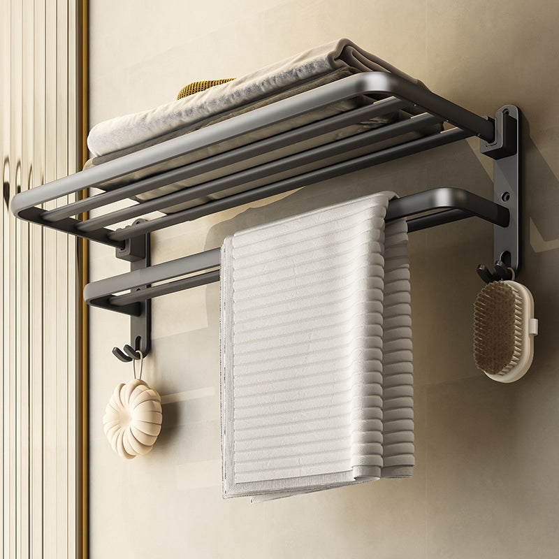 Skorter | Contemporary Bathroom Accessory Set Gray Aluminum Bathroom Shelf/Towel Holder/Bathtub Hook