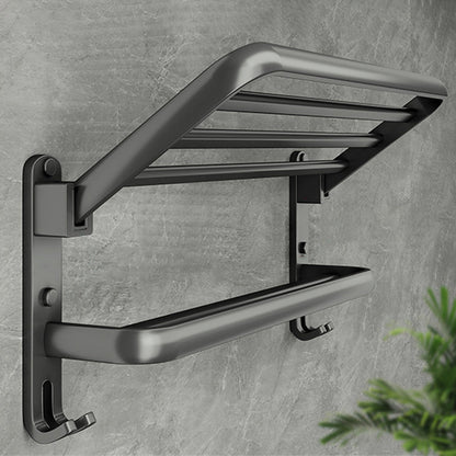 Skorter | Contemporary Bathroom Accessory Set Gray Aluminum Bathroom Shelf/Towel Holder/Bathtub Hook