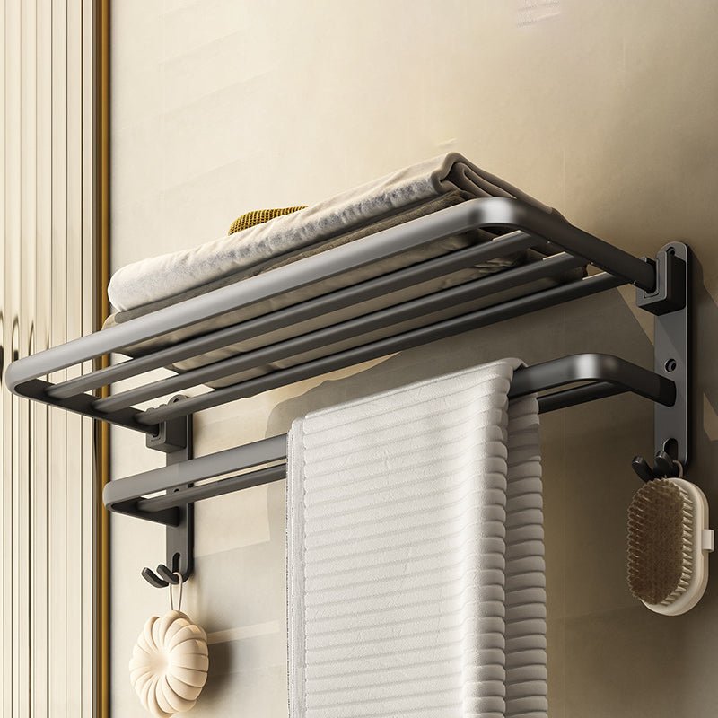 Skorter | Contemporary Bathroom Accessory Set Gray Aluminum Bathroom Shelf/Towel Holder/Bathtub Hook