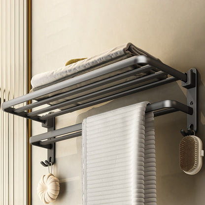 Skorter | Contemporary Bathroom Accessory Set Gray Aluminum Bathroom Shelf/Towel Holder/Bathtub Hook