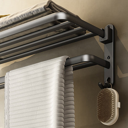 Skorter | Contemporary Bathroom Accessory Set Gray Aluminum Bathroom Shelf/Towel Holder/Bathtub Hook