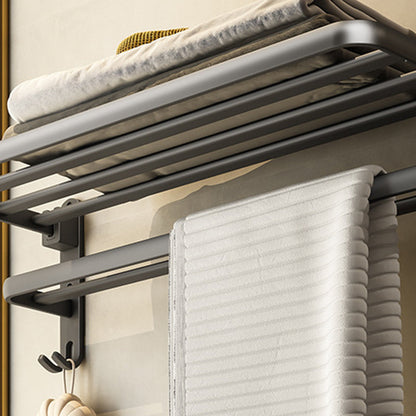 Skorter | Contemporary Bathroom Accessory Set Gray Aluminum Bathroom Shelf/Towel Holder/Bathtub Hook