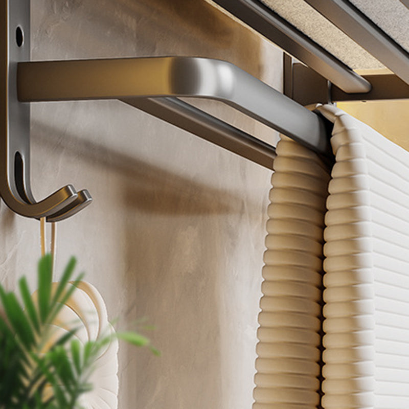 Skorter | Contemporary Bathroom Accessory Set Gray Aluminum Bathroom Shelf/Towel Holder/Bathtub Hook