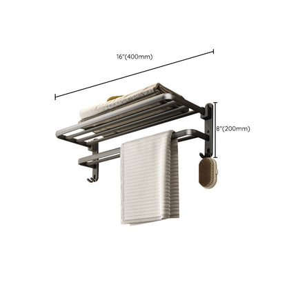 Skorter | Contemporary Bathroom Accessory Set Gray Aluminum Bathroom Shelf/Towel Holder/Bathtub Hook
