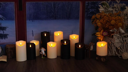 Skorter | GlowLuxe Flameless LED Candles Set (9-piece) – With Remote Control and Glitter Finish