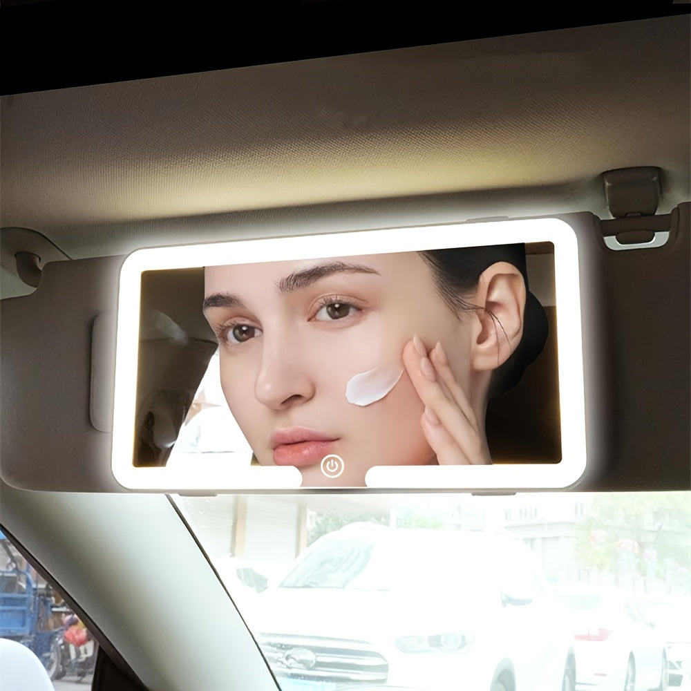 Skorter | Car Sunshade Makeup Mirror with 3 Light Modes – LED Adjustable, USB Charging Capability, Portable Design