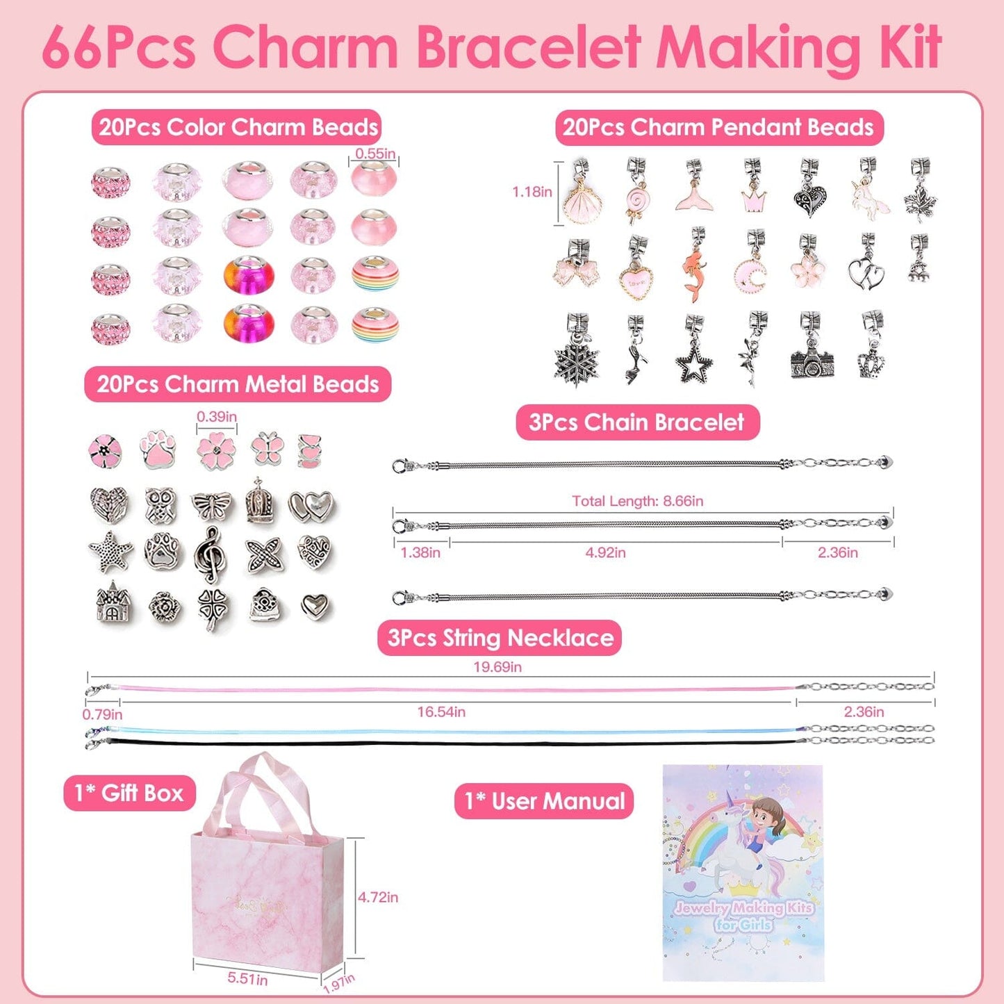 Skorter | 66 pieces: Charm bracelet making set