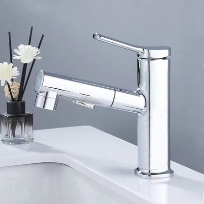 Skorter | Contemporary Vessel-Faucet Pull-out Centerset Faucet with Swiveling Spout