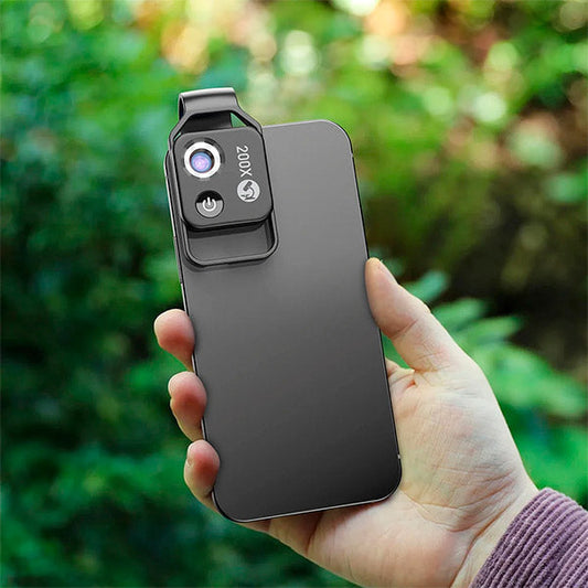 Skorter | MicroZoom Clip-On Phone Microscope – 200x Magnification Lens with LED Light