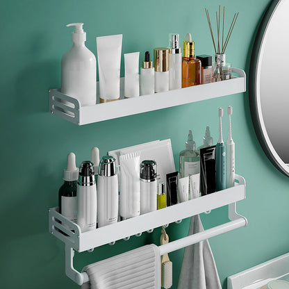 Skorter | 2-piece modern bathroom accessory set White rectangular wall shelf