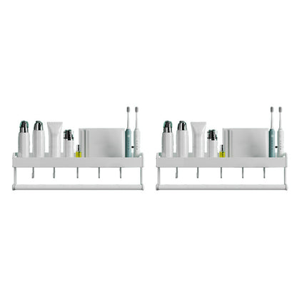 Skorter | 2-piece modern bathroom accessory set White rectangular wall shelf
