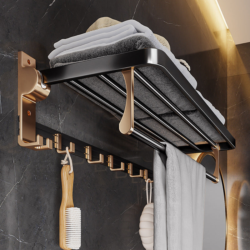 Skorter | Black and Brass Bathroom Hardware Set Modern Stainless Steel Bathroom Shelf/Towel Holder/Paper Holder