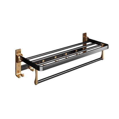 Skorter | Black and Brass Bathroom Hardware Set Modern Stainless Steel Bathroom Shelf/Towel Holder/Paper Holder