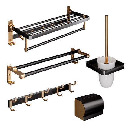 Skorter | Black and Brass Bathroom Hardware Set Modern Stainless Steel Bathroom Shelf/Towel Holder/Paper Holder