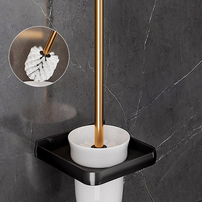 Skorter | Black and Brass Bathroom Hardware Set Modern Stainless Steel Bathroom Shelf/Towel Holder/Paper Holder