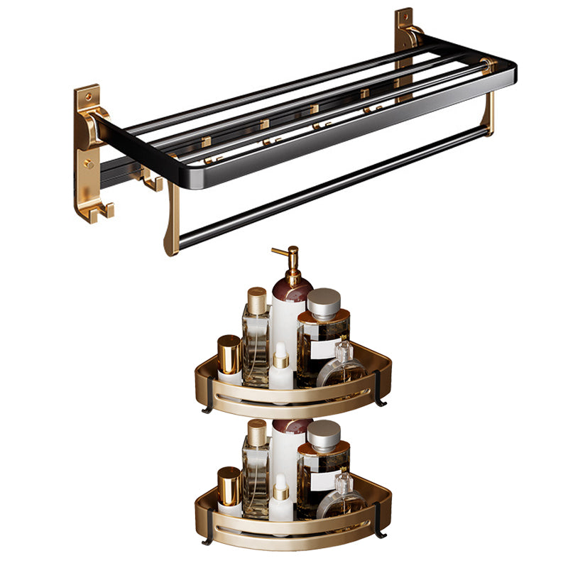 Skorter | Black and Brass Bathroom Hardware Set Modern Stainless Steel Bathroom Shelf/Towel Holder/Paper Holder