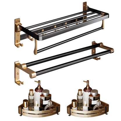 Skorter | Black and Brass Bathroom Hardware Set Modern Stainless Steel Bathroom Shelf/Towel Holder/Paper Holder
