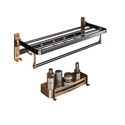 Skorter | Black and Brass Bathroom Hardware Set Modern Stainless Steel Bathroom Shelf/Towel Holder/Paper Holder