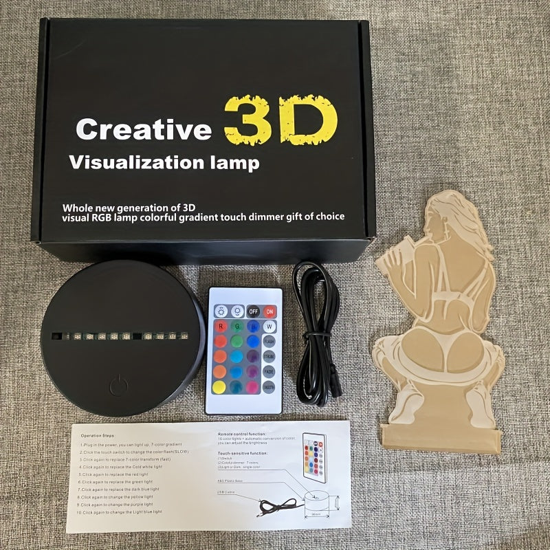 Skorter | DecoLamp - 3D Artistic Table Lamp with Remote Control, USB Powered, 16 Color Options