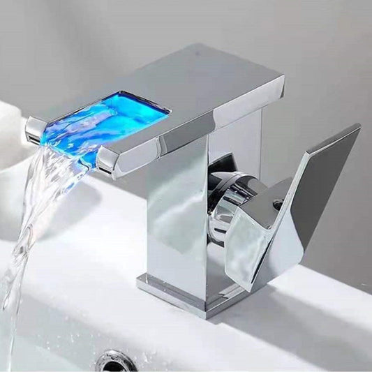 Skorter | Single-Handle Sink Faucet 1-Hole Widely Used Bathroom Sink Faucet with LED Lighting
