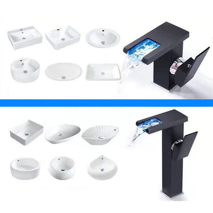 Skorter | Single-Handle Basin Faucet 1-Hole Widely Used Bathroom Sink Faucet with LED Lighting