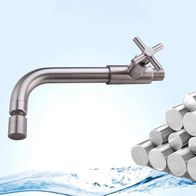 Skorter | Contemporary Wall-Mounted Bathroom Faucet Cross Handles Stainless Steel Faucet