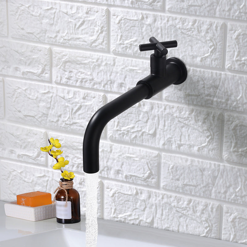Skorter | Contemporary Wall-Mounted Bathroom Faucet Cross Handles Stainless Steel Faucet