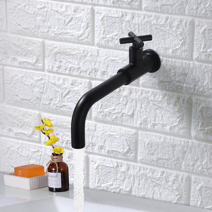 Skorter | Contemporary Wall-Mounted Bathroom Faucet Cross Handles Stainless Steel Faucet