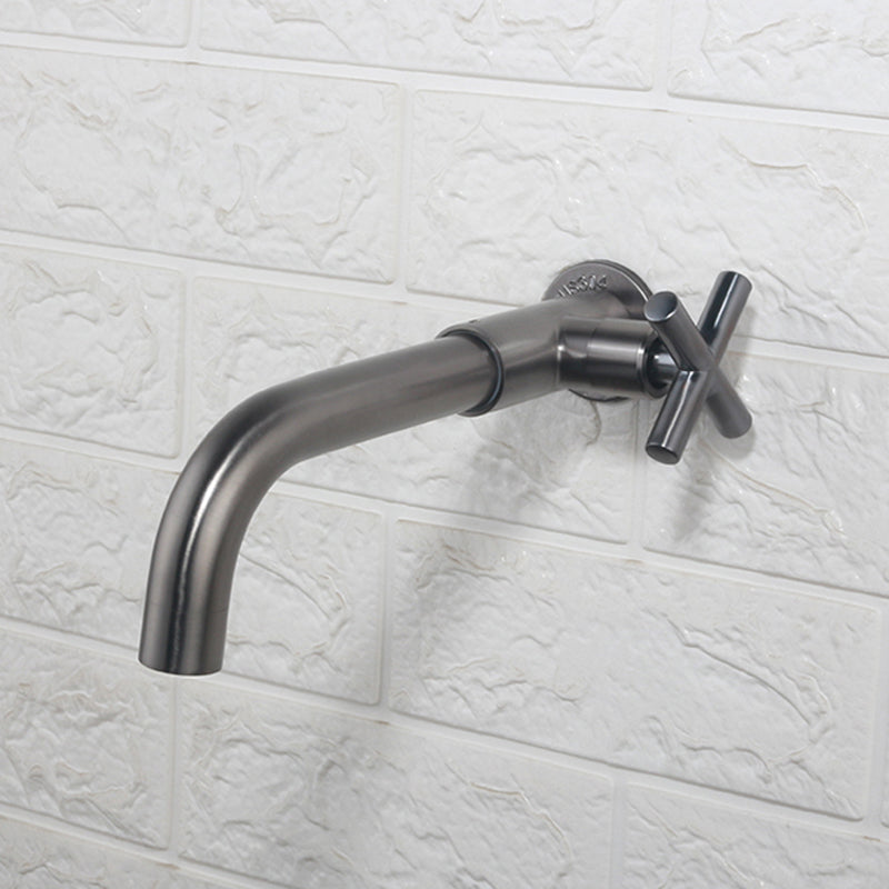 Skorter | Contemporary Wall-Mounted Bathroom Faucet Cross Handles Stainless Steel Faucet
