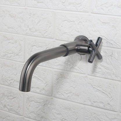 Skorter | Contemporary Wall-Mounted Bathroom Faucet Cross Handles Stainless Steel Faucet