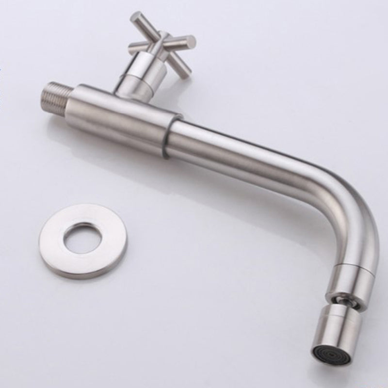 Skorter | Contemporary Wall-Mounted Bathroom Faucet Cross Handles Stainless Steel Faucet
