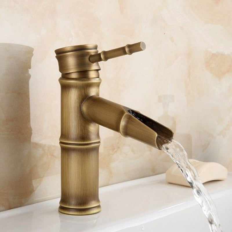 Skorter | Country House Vessel Faucet Brass Lever Handles Waterfall Spout Basin Faucet