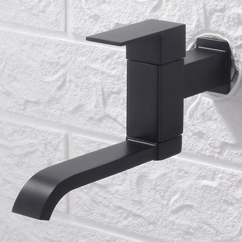 Skorter | Contemporary Wall Mounted Bathroom Faucet Lever Handles Low Arc Swivel Brass Tap