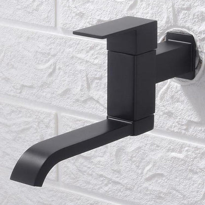 Skorter | Contemporary Wall Mounted Bathroom Faucet Lever Handles Low Arc Swivel Brass Tap