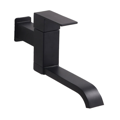 Skorter | Contemporary Wall Mounted Bathroom Faucet Lever Handles Low Arc Swivel Brass Tap