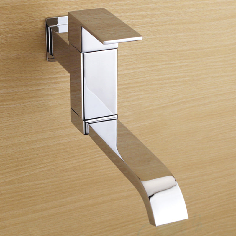 Skorter | Contemporary Wall Mounted Bathroom Faucet Lever Handles Low Arc Swivel Brass Tap